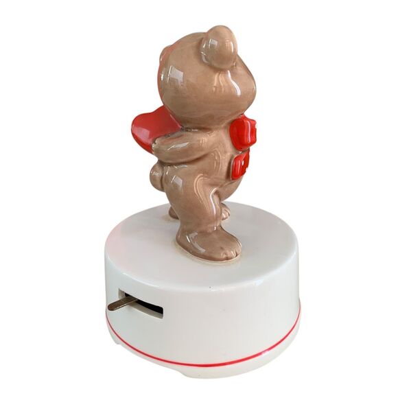 Vintage 1970s Norcrest Valentine’s Day Teddy Bear Music Box Ceramic Japanese EUC - Picture 4 of 8